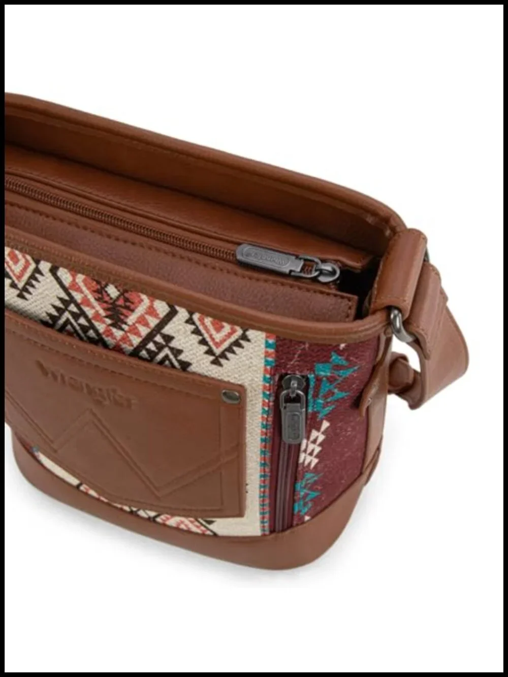 Aztec Print Canvas Crossbody Bag with Adjustable Strap